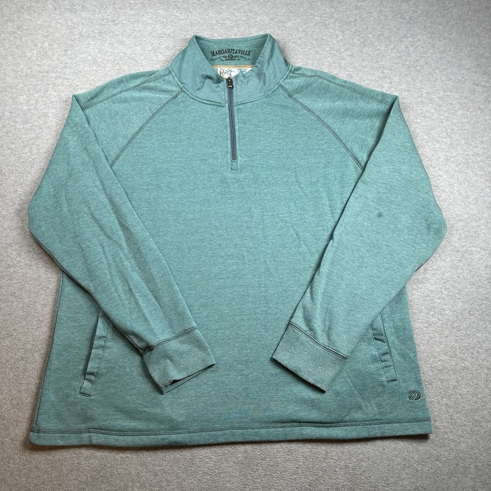 Margaritaville Teal 1/4 Zip Pullover Sweatshirt Men's XL Casual Quarter Zip NOTE